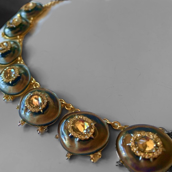 ALEXIS BITTAR • NEW Crystal Studded Satin Silk Lucite Spiked Starburst Necklace - Picture 15 of 15